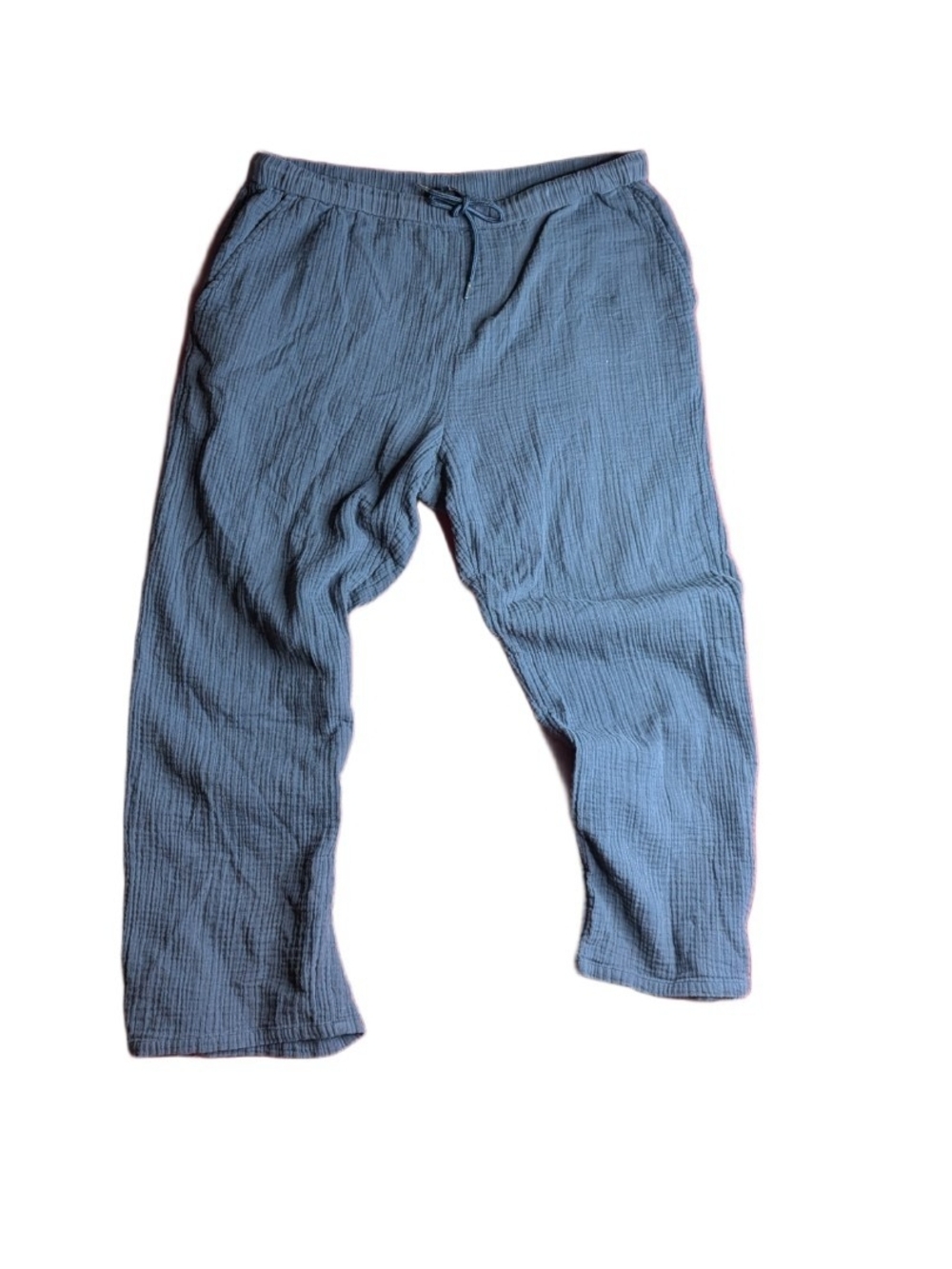 Quince Women 100% Organic Cotton Gauze Straight Leg Pants Indigo Blue Size XL